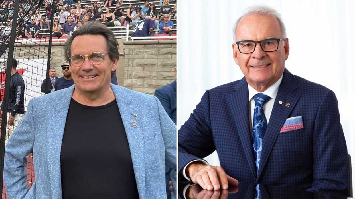 Pierre-Karl Péladeau. Droite : Alain Bouchard