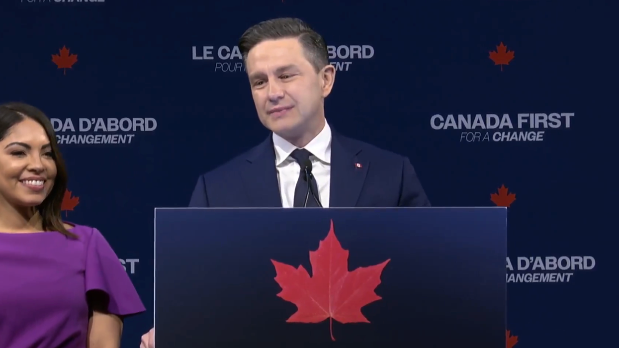 Pierre Poilievre, lors de la soirée des élections canadiennes 2025.