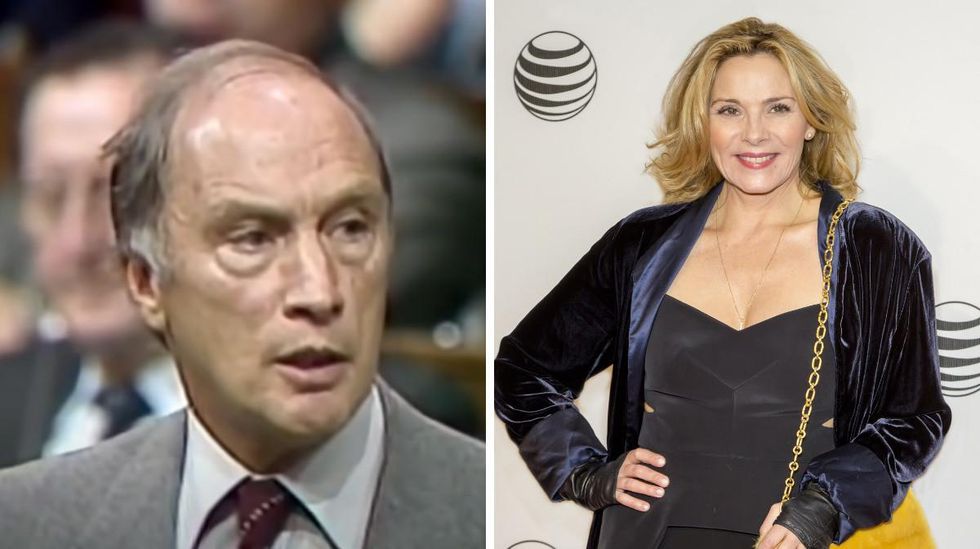 Pierre Trudeau. Right: Kim Cattrall.