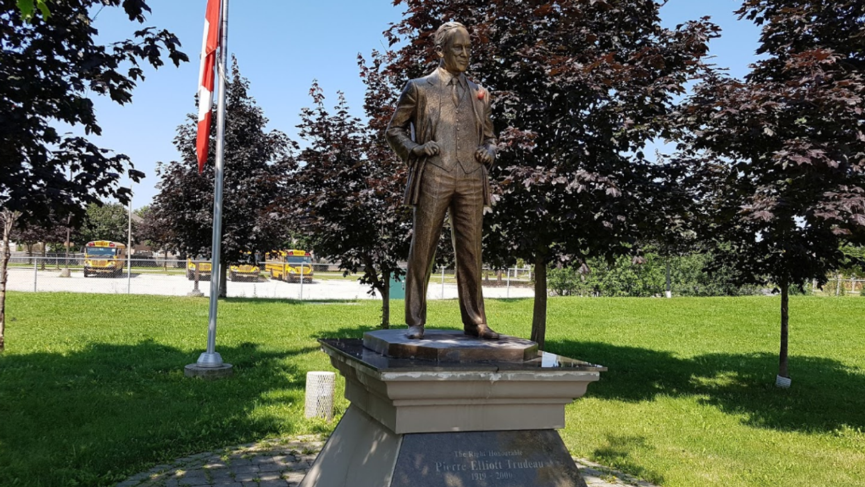 Pierre Trudeau Statue Near Toronto Was Vandalized And Spray-Painted Black On Thursday