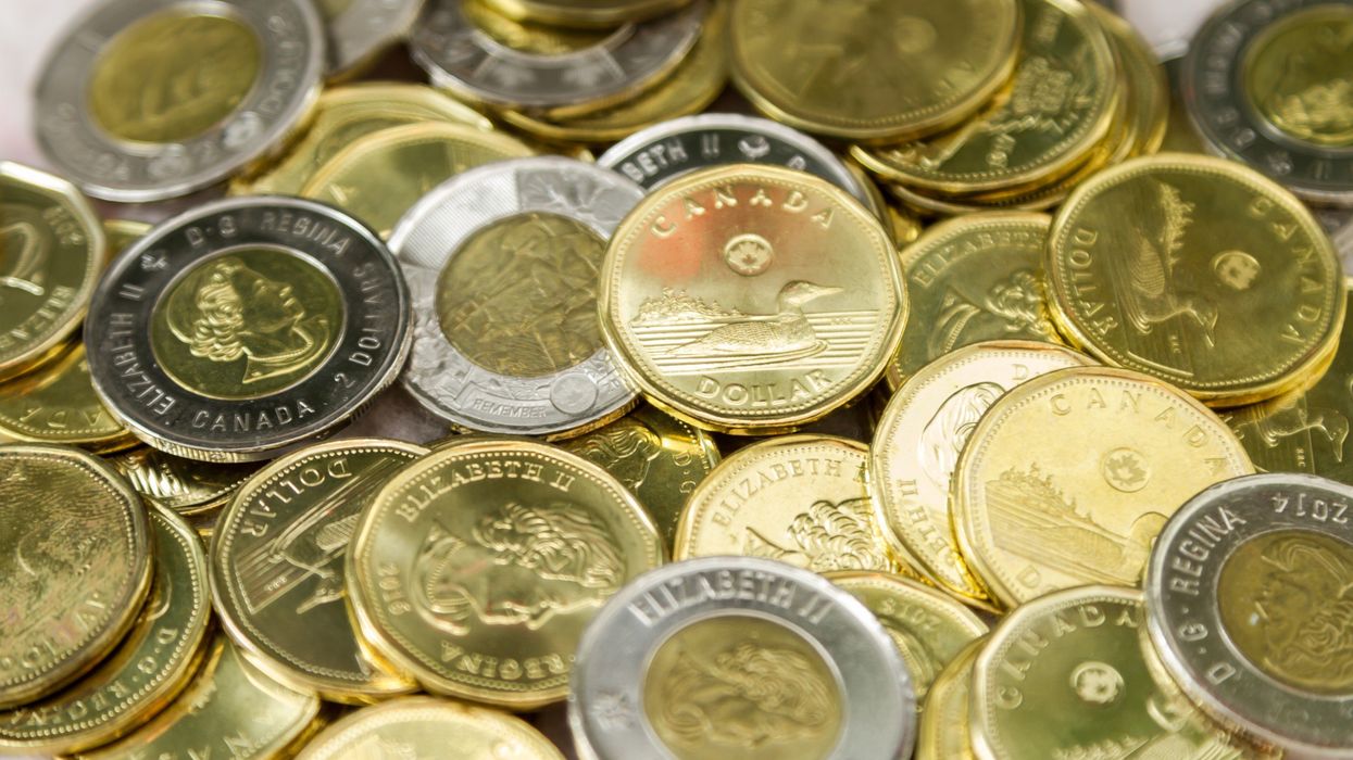 pile of canadian $1 and $2 coins