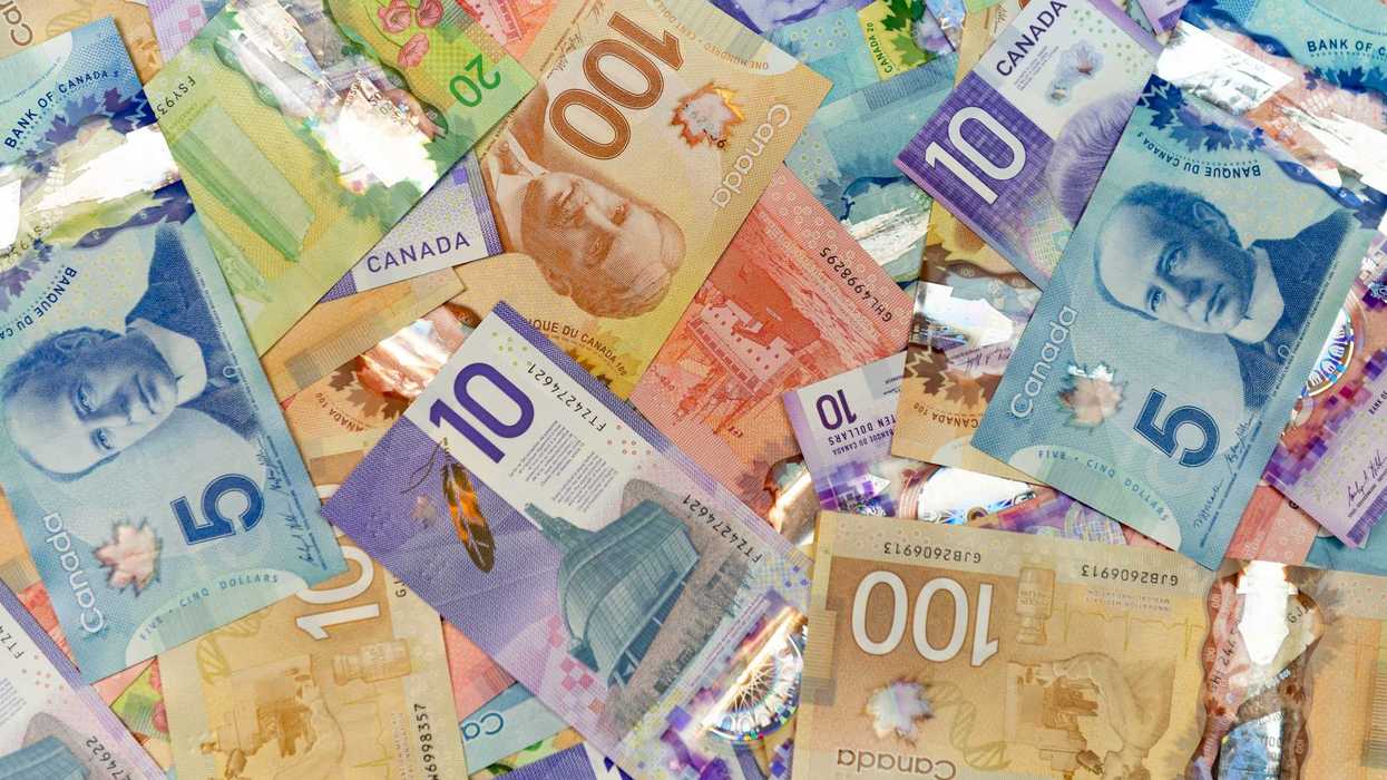 pile of various canadian banknotes