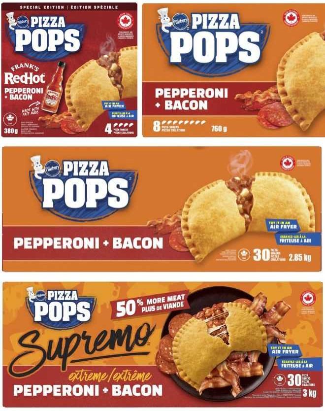 Pillsbury Pizza Pops varieties.