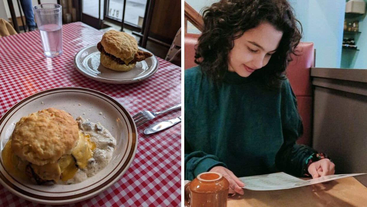 Pine State Biscuits in Portland. Right: Sierra Riley at Grits n' Gravy.