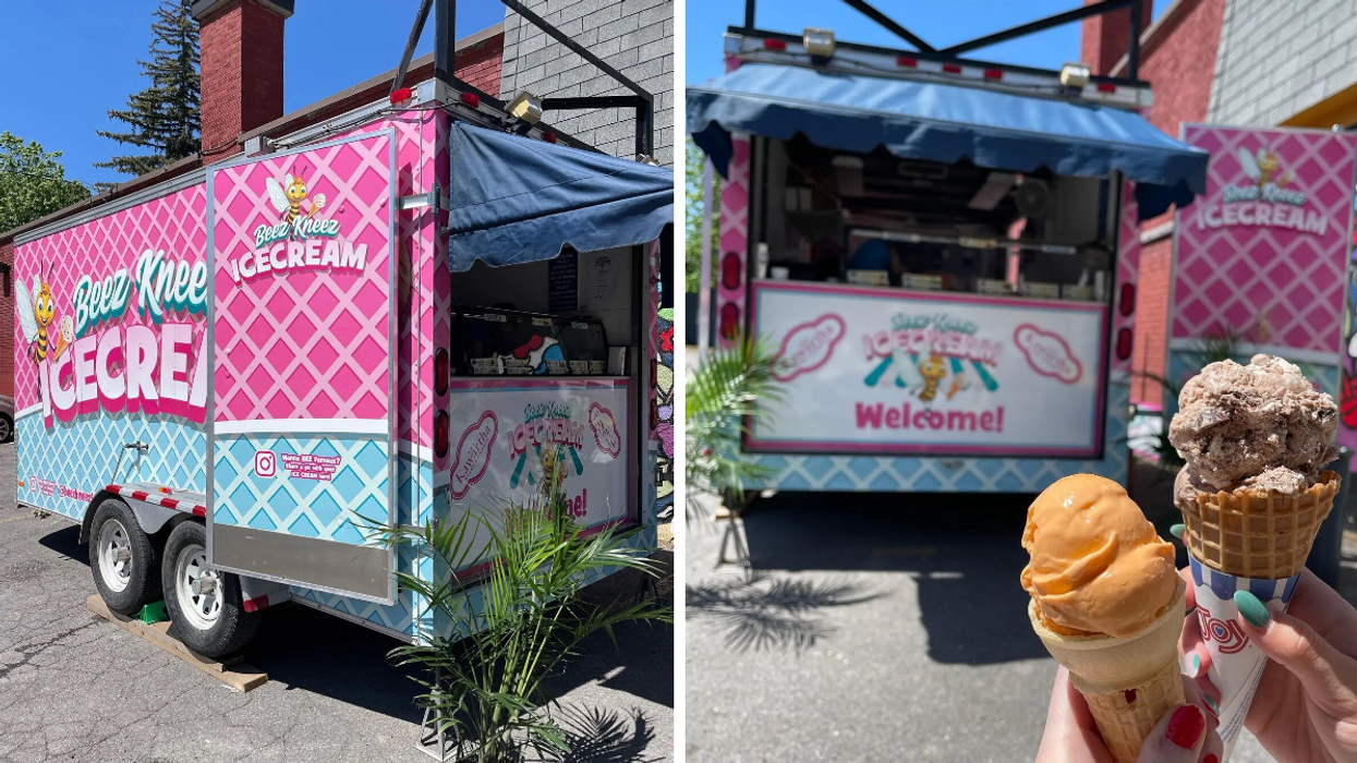 Pink ice cream truck serving Kawartha Dairy ice cream in Ottawa.