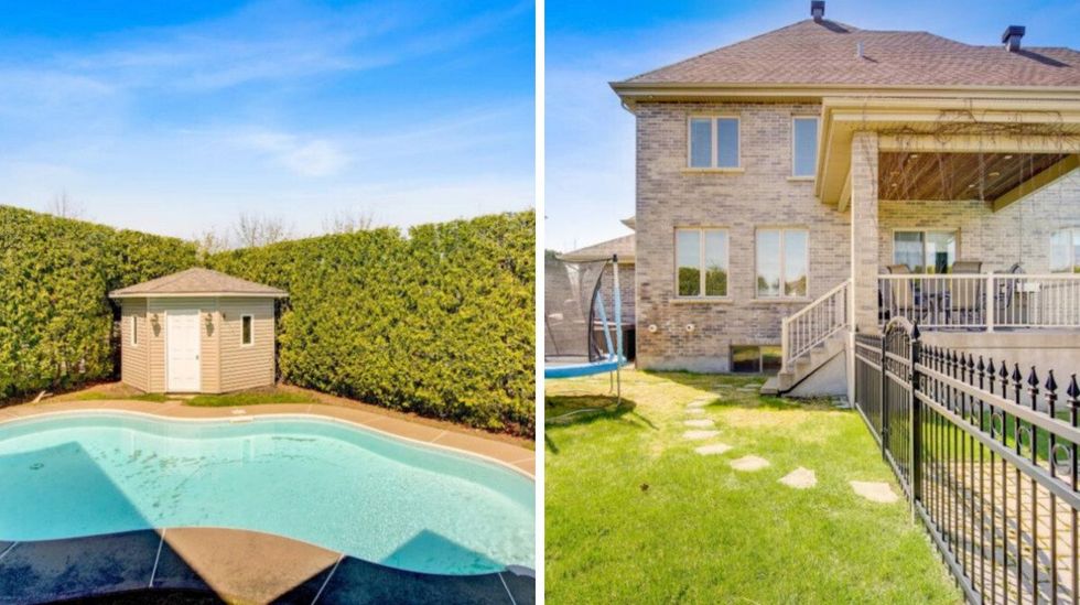 Piscine creus\u00e9e. Droite : Cour arri\u00e8re.