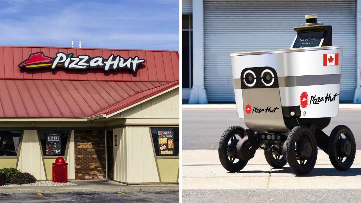 Pizza Hut restaurant. Right: Pizza Hut Canada robot.
