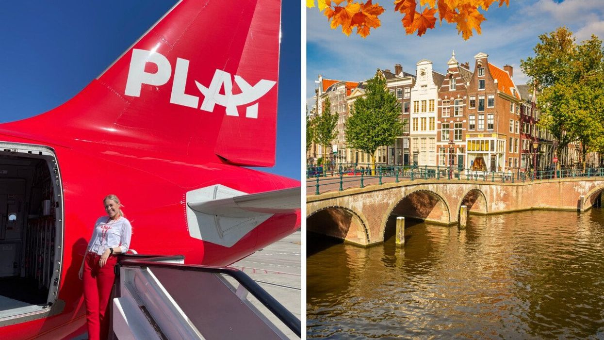 PLAY Airlines. Right: Amsterdam.