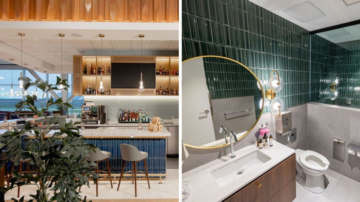 Plaza Premium Lounge. Right: Plaza Premium Lounge in Vancouver
