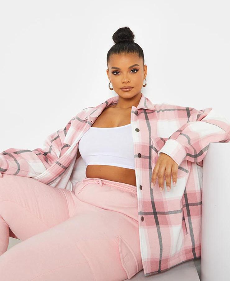 Plus Checked Pocket Front Shacket