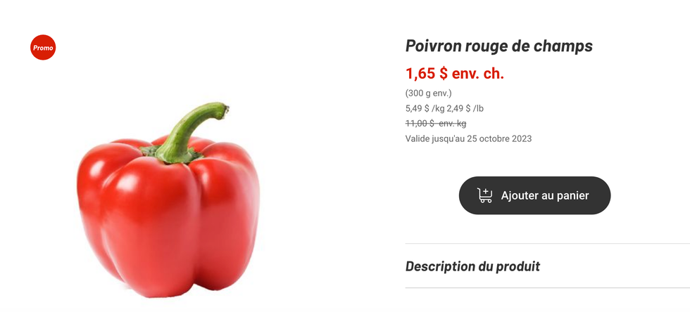 Poivron sur le site du Metro.