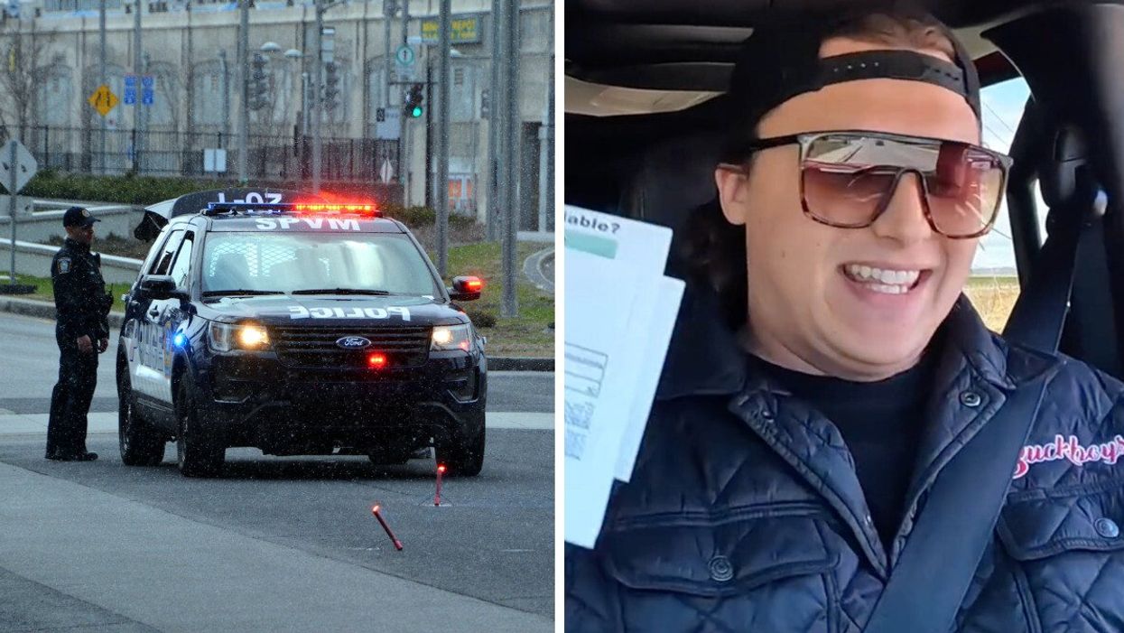Police au Québec. Droite : Vidéo sur TikTok.