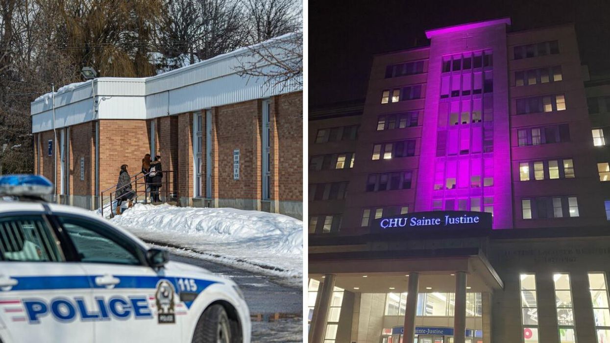 Police de Laval. Droite : CHU Sainte-Justine à Montréal.