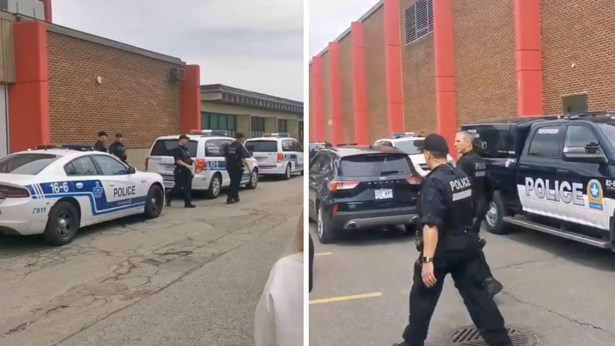 Policiers sur place à l'école secondaire Monseigneur-Richard.