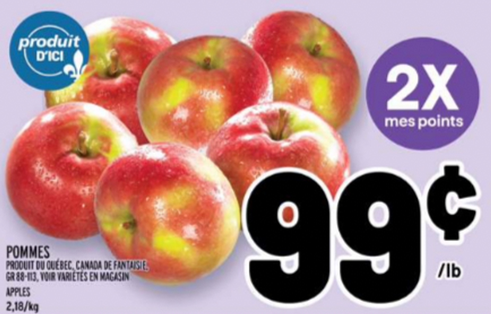 Pomme du Qu\u00e9bec dans la circulaire du Metro.