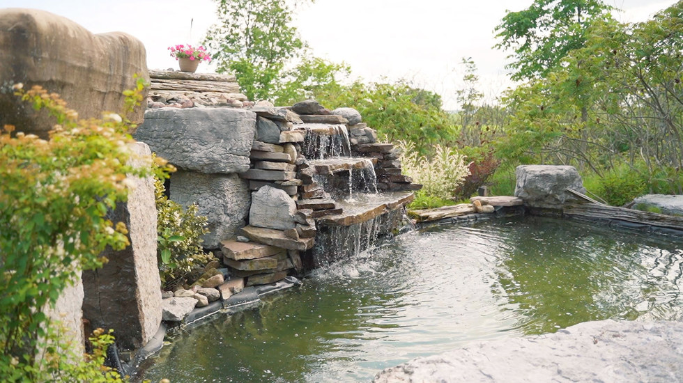 Pond with a small waterfall.