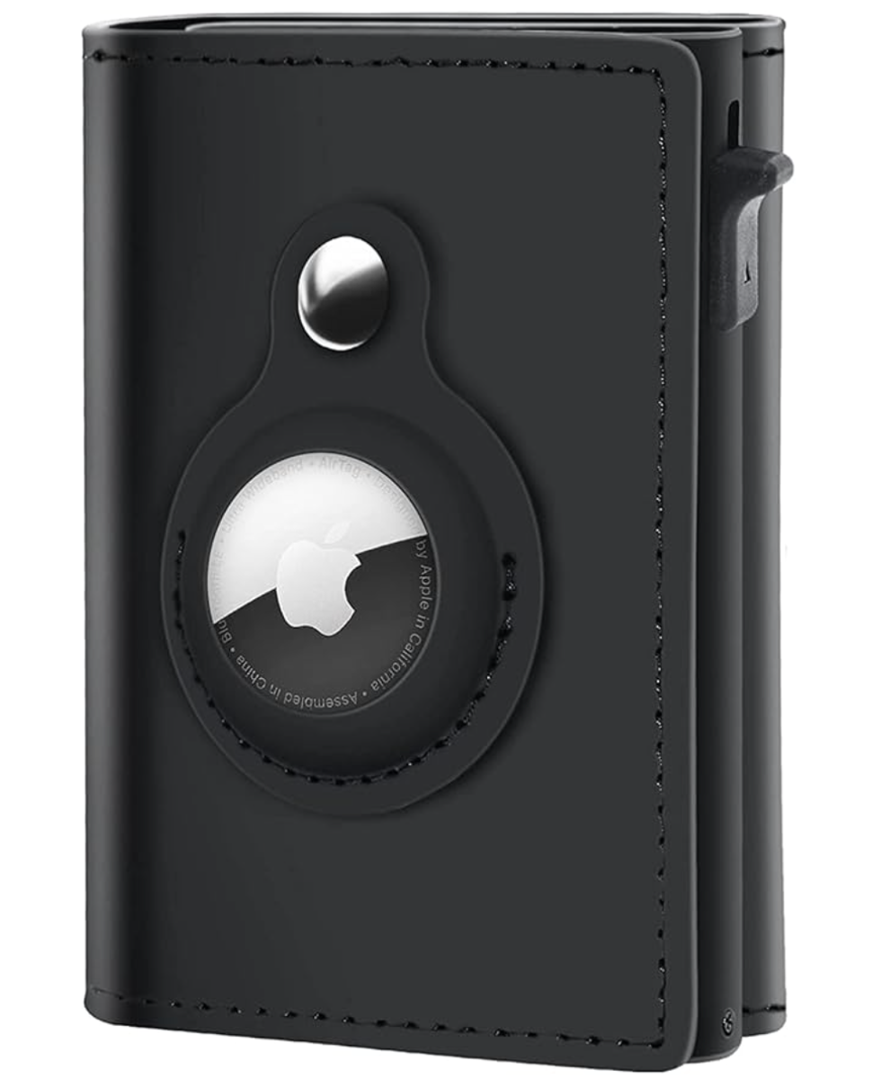 Portefeuille noir avec AirTag.