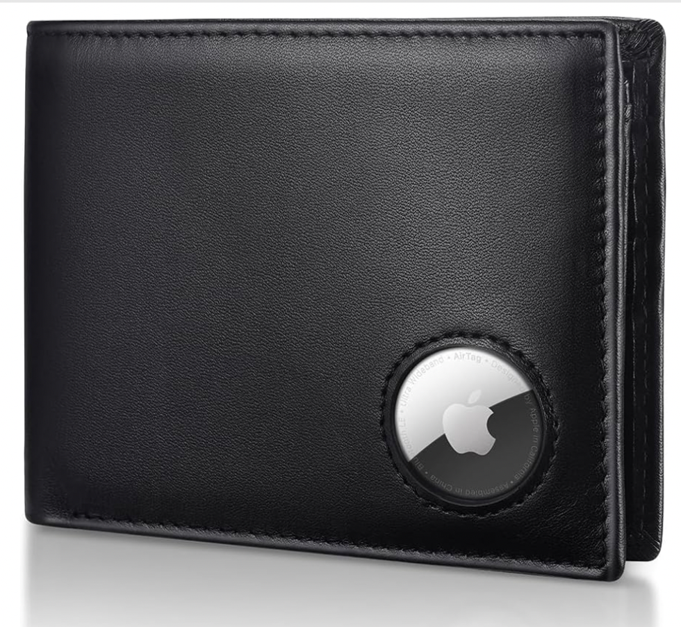 Portefeuille pour homme en cuir v\u00e9ritable avec blocage RFID et espace pour AirTag.
