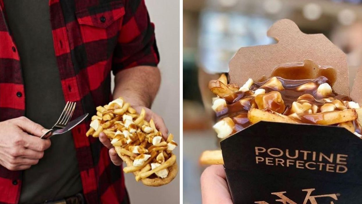 PouTail from BeaverTails. Right: Poutine from New York Fries.