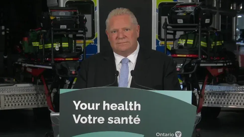 Premier Doug Ford at a press conference.
