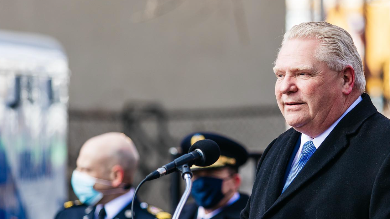 Premier Doug Ford making a government announcement earlier in March.