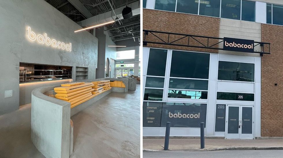 Premiere image du Babacool a Laval. Droite : Devanture du Babacool Laval.