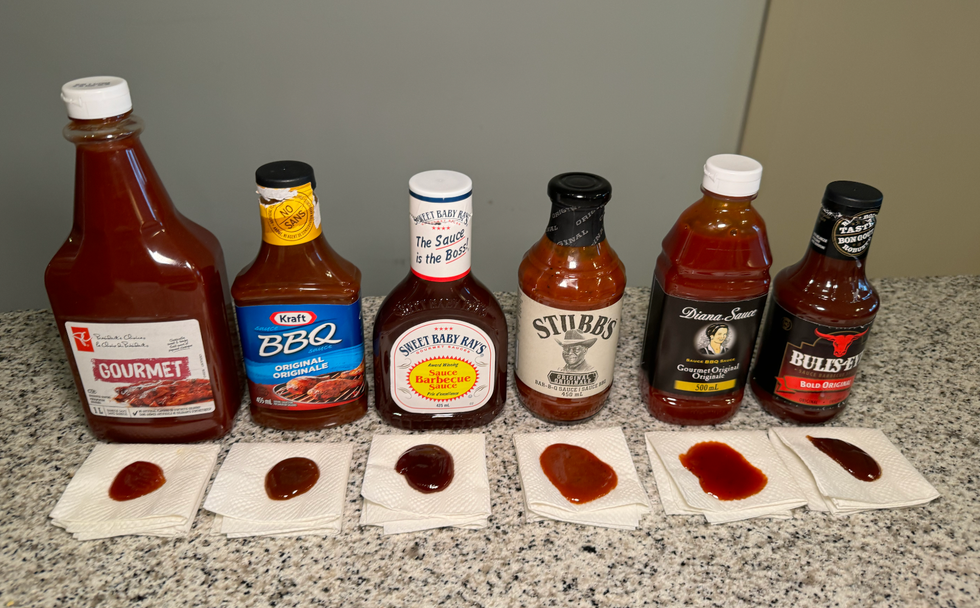 President's Choice, Kraft, Sweet Baby Ray's, Stubb's, Diana's, and Bull's-Eye barbecue sauces