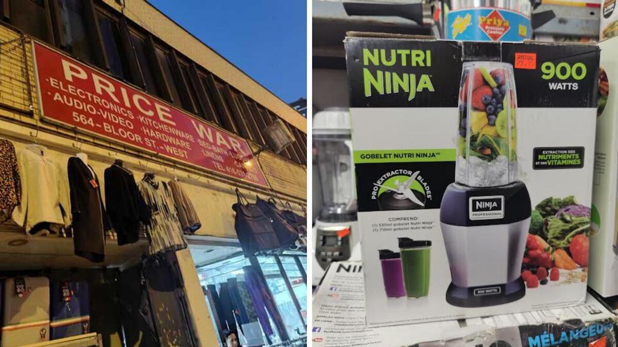 Price War pictured in Toronto. Right: A Ninja blender at Price War.
