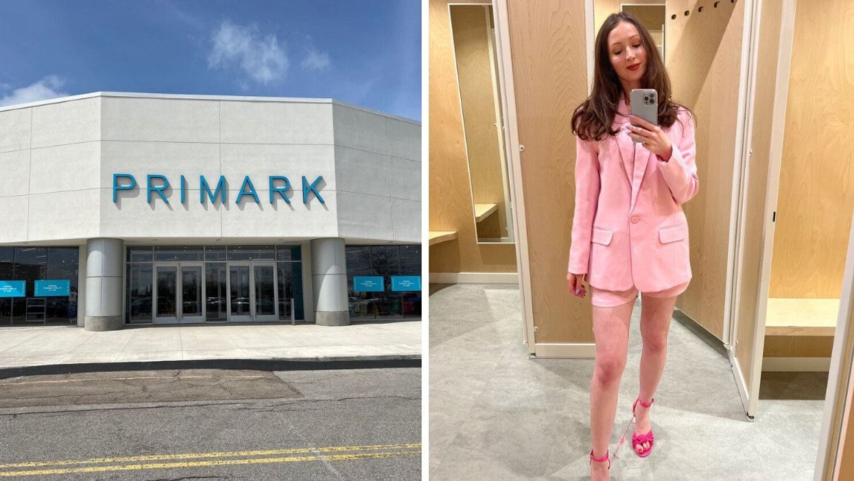 Primark in Buffalo, New York. Right: Madeline wearing a pink outfit.