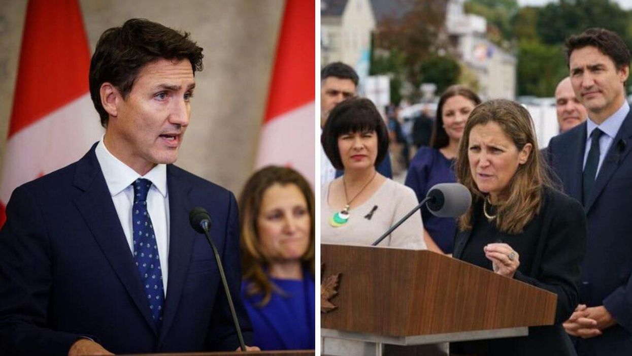 Prime Minister Justin Trudeau. Right: Deputy Prime Minister Chrystia Freeland.