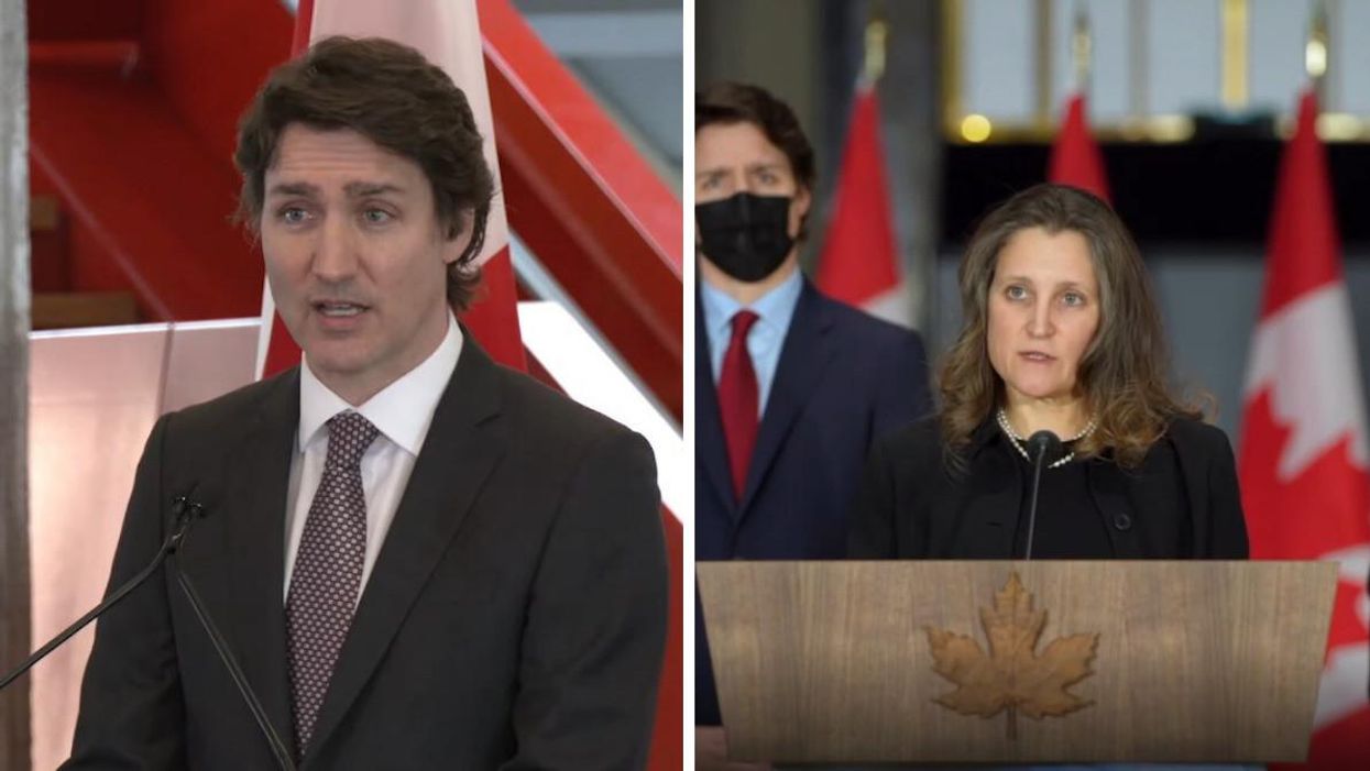 Prime Minister Justin Trudeau. Right: Deputy Prime Minster Chrystia Freeland.