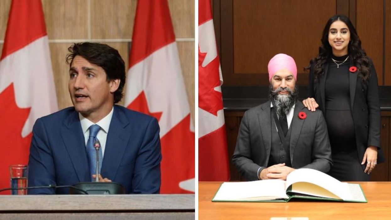 Prime Minister Justin Trudeau. Right: NDP Leader Jagmeet Singh.