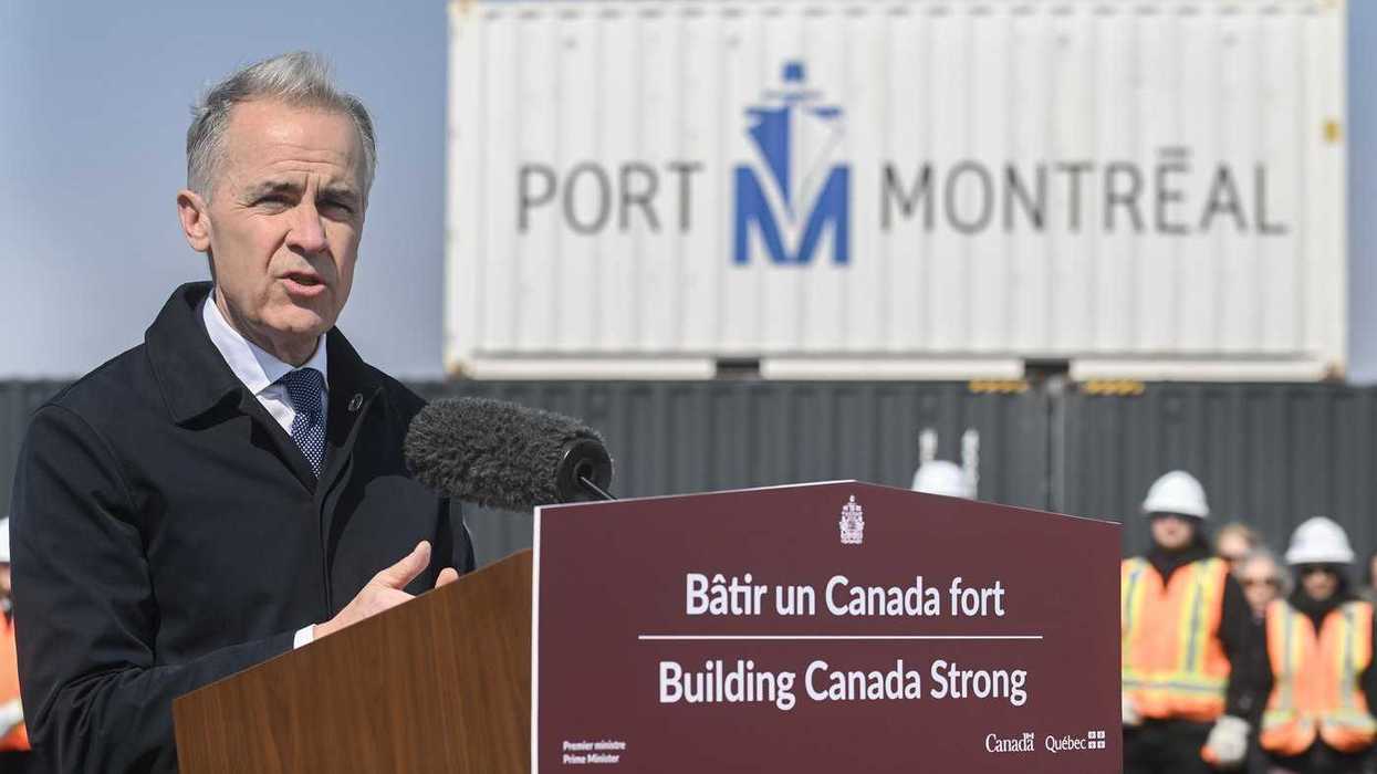 Prime Minister Mark Carney speaks during an event