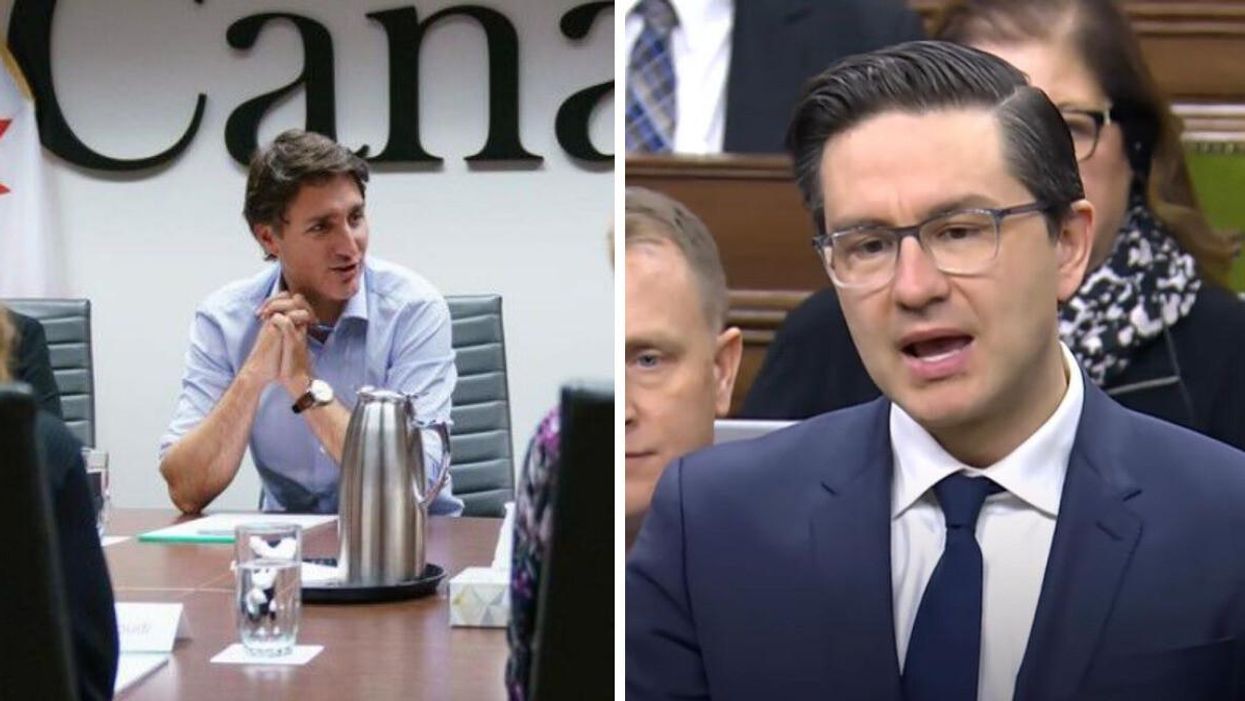 Prime Minster Justin Trudeau. Right: Conservative leader Pierre Poilievre.