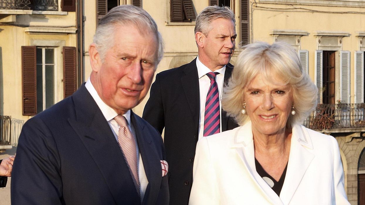 Prince Charles and Camilla smiling in Europe.
