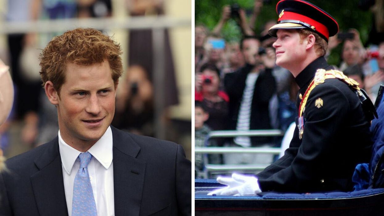 Prince Harry in 2011. Right: Prince Harry at the Trooping of the Colour in London, England in 2015.