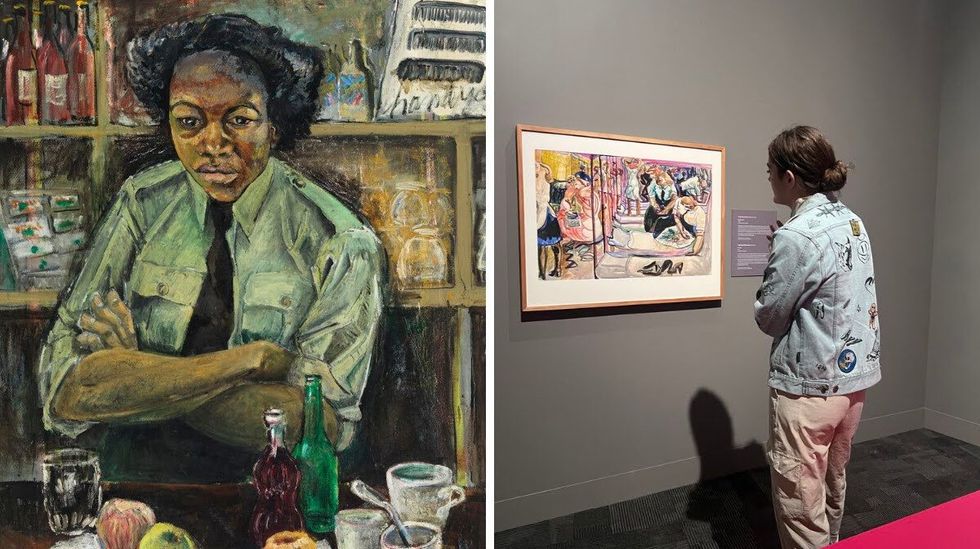 'Private Roy, Canadian Women\u2019s Army Corps' by Molly Lamb Bobak,1946. Right: 'This is Dormitory' by Pegi Nicol MacLeod, 1945.
