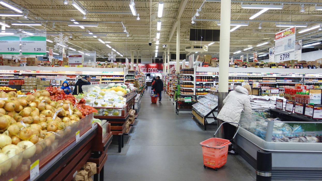 Produce section of an Asian grocery store in Canada.