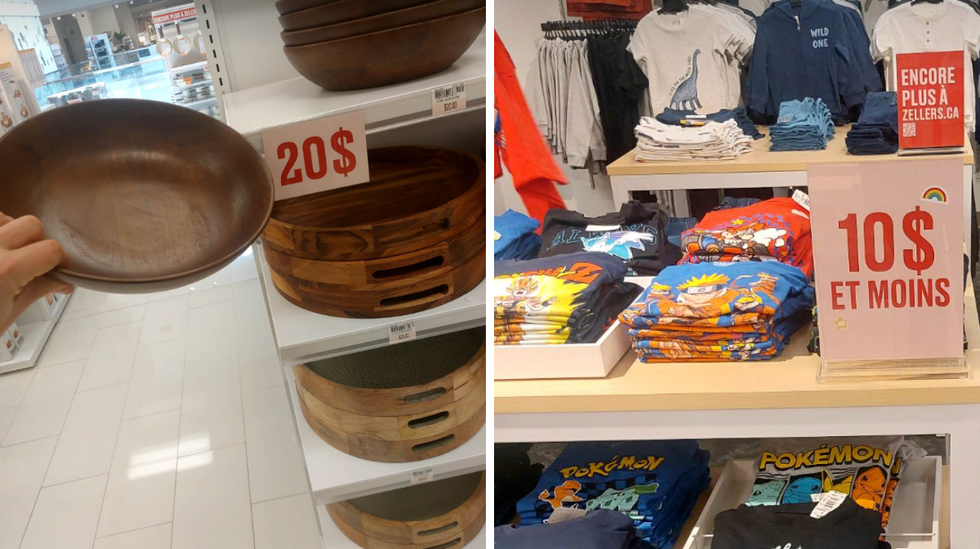 Produits en vente chez Zellers.