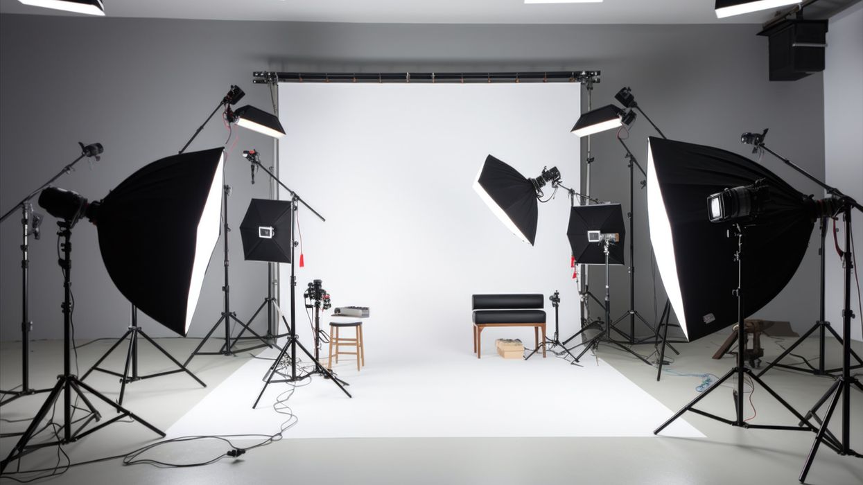 Professional photoshoot setup (illustrative).