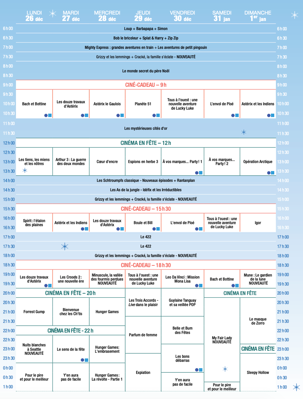 Programmation Cin\u00e9-Cadeau et Cin\u00e9ma en F\u00eate de T\u00e9l\u00e9-Qu\u00e9bec.