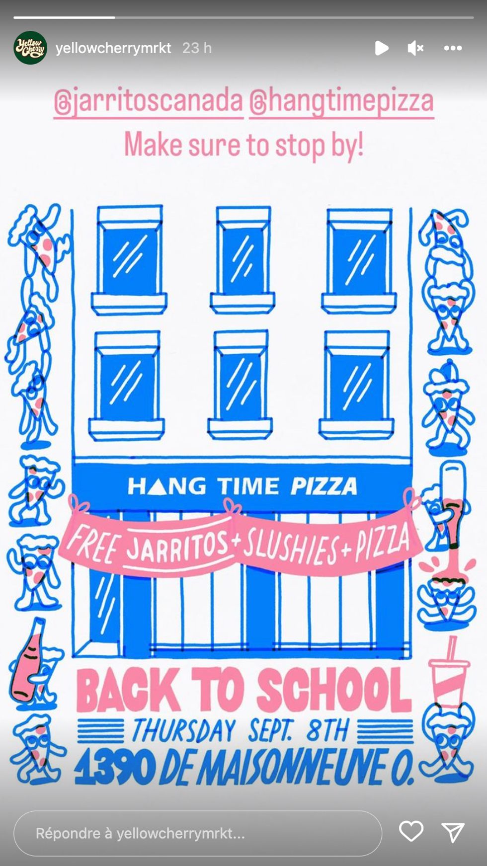 Promotion au Hang Time Pizza.