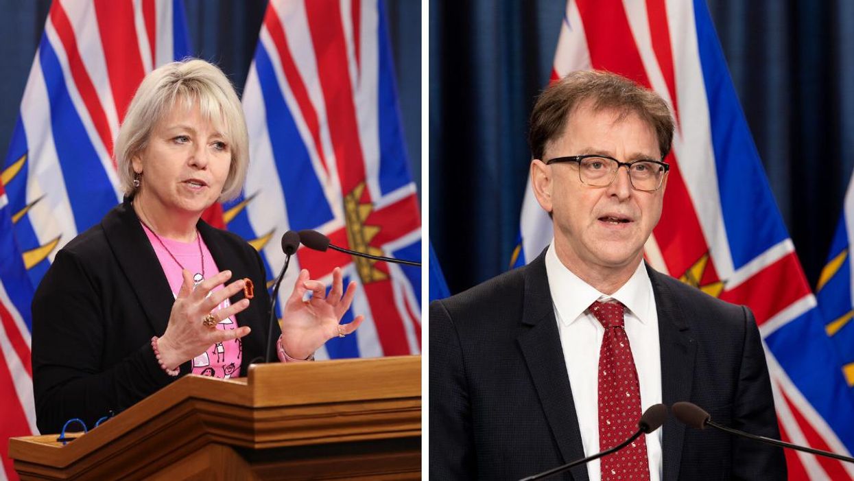 Provincial Health Officer Dr. Bonnie Henry. Right: Adrian Dix, B.C.'s minister of health