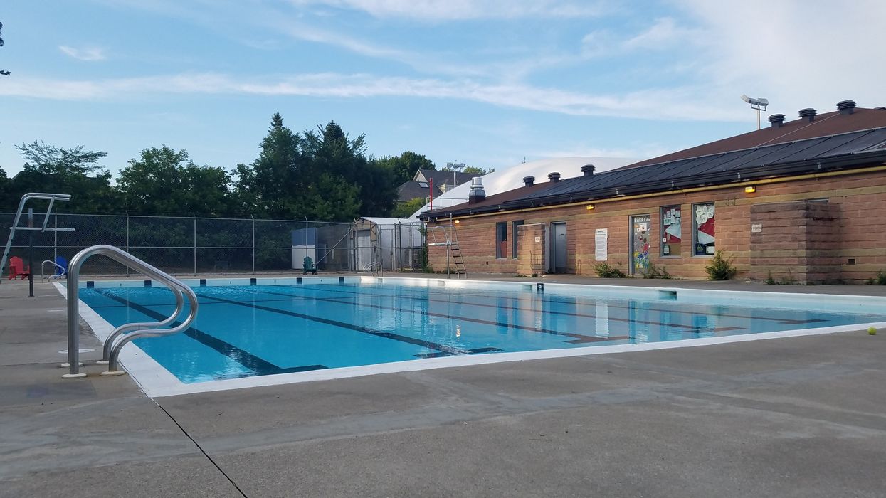 Public swimming pool without people in summer in Toronto, Canada.