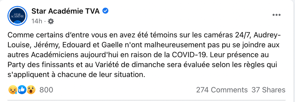 Publication Facebook.