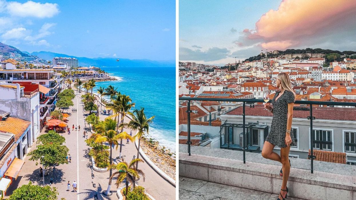 Puerto Vallarta, Mexico. Right: A woman in Lisbon, Portugal.