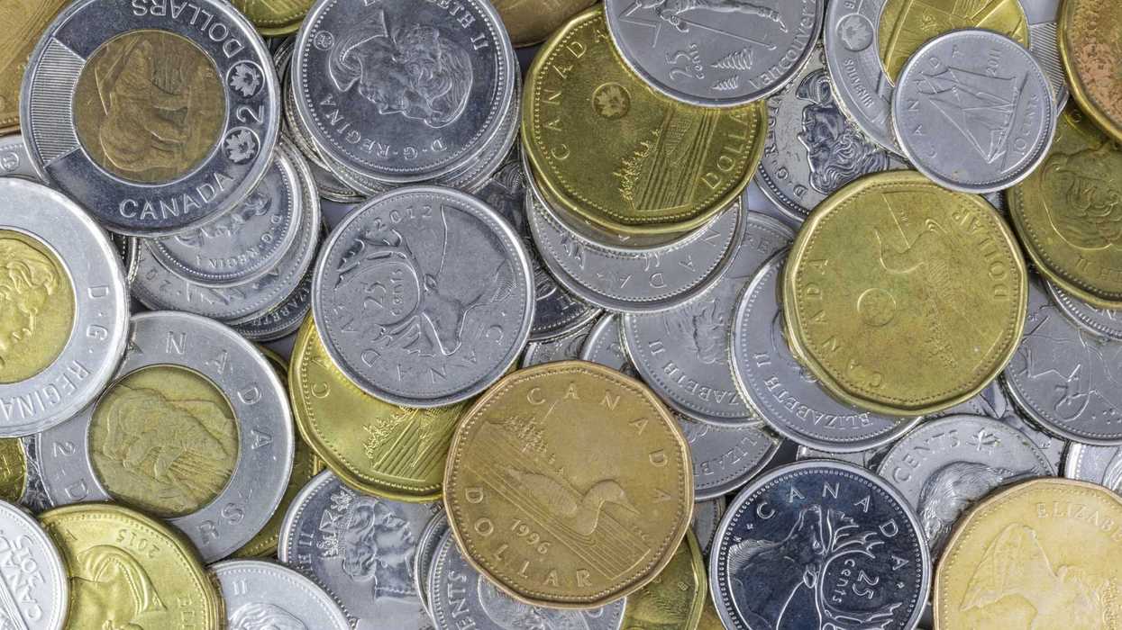 quarters in a pile of canadian coins