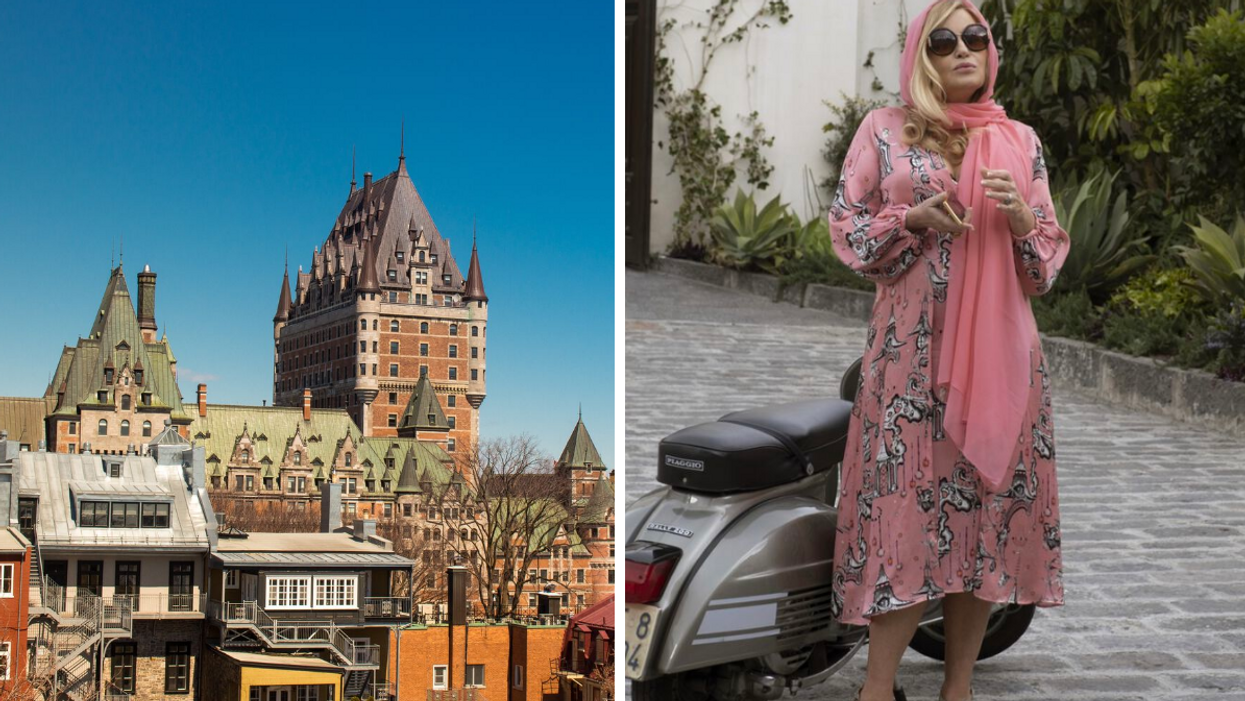 Québec. Droite : Jennifer Coolidge dans The White Lotus.