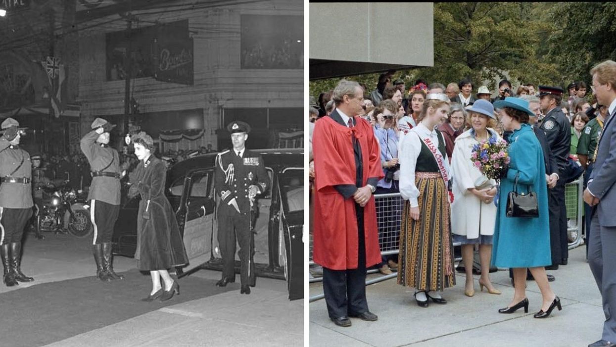 Queen Elizabeth II in 1951. Right: Her Majesty in 1984.