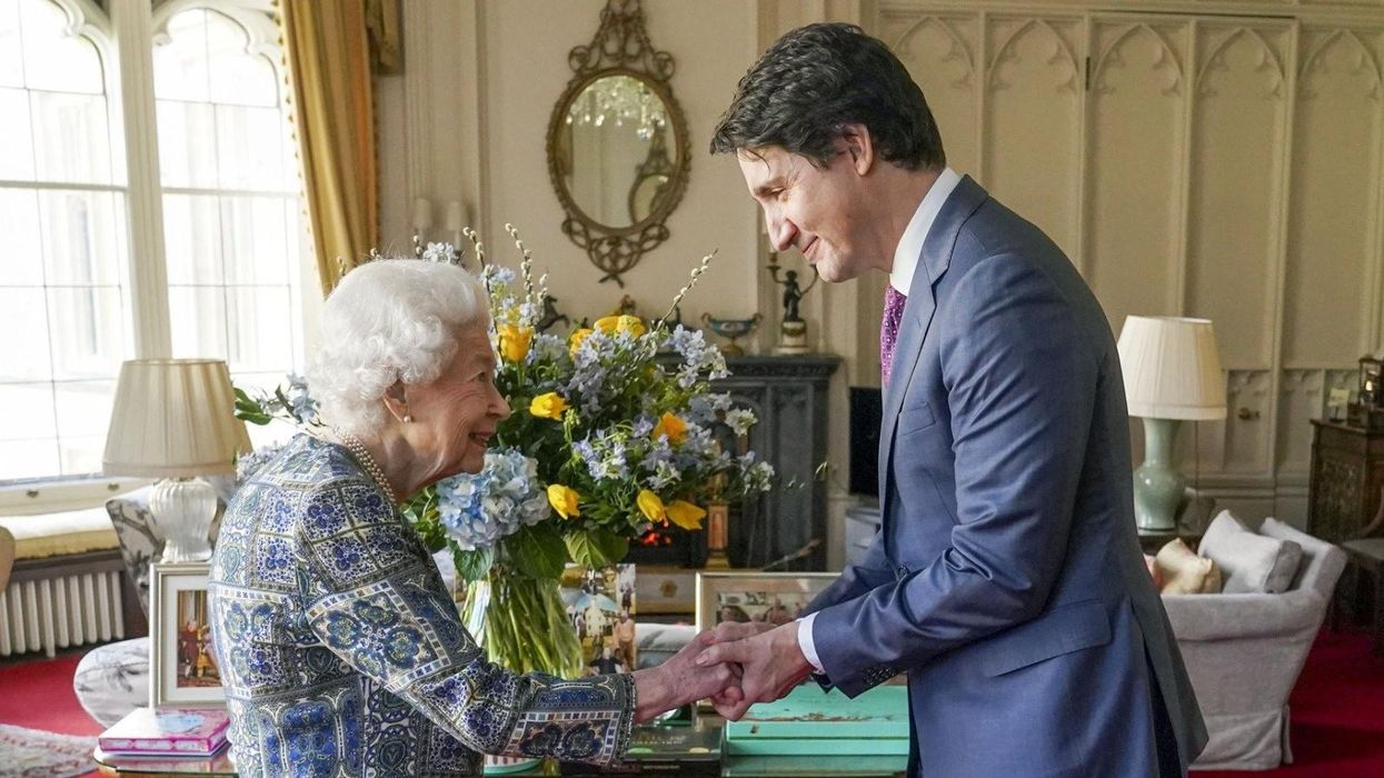 Queen Elizabeth II meeting with Canadian Prime Minister Justin Trudeau.